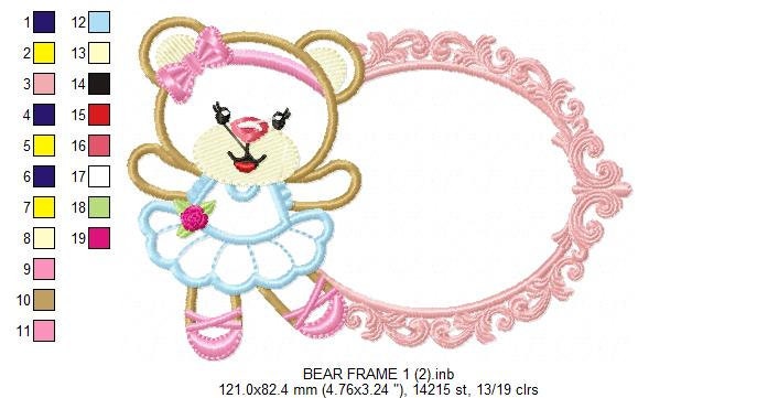 Bear embroidery designs - Ballerina embroidery design machine embroidery pattern - Baby girl embroidery file - Ballerina applique design pes
