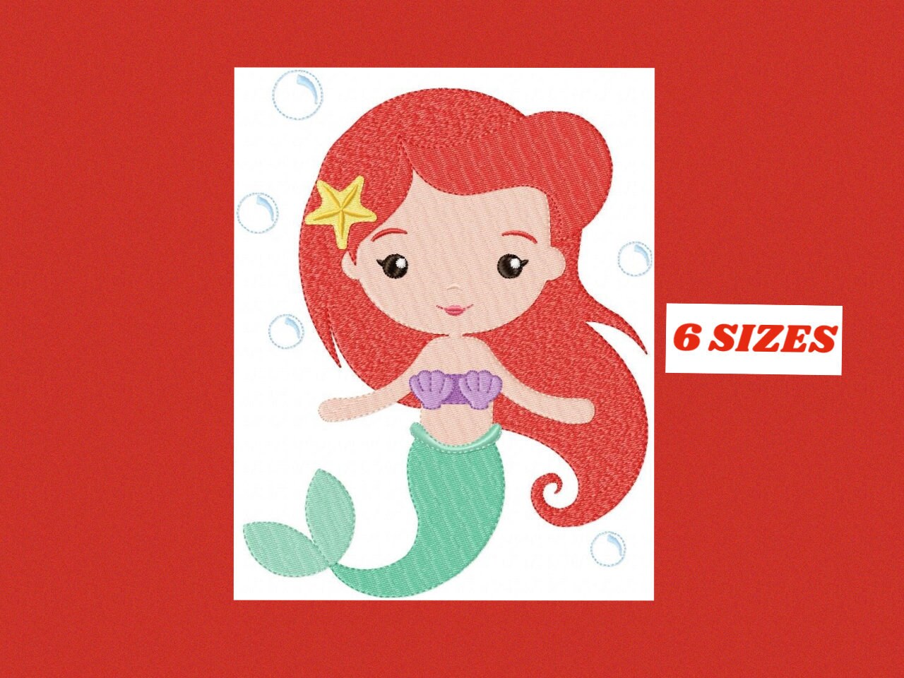 Ariel embroidery designs - Disney Princess embroidery design machine embroidery patterns - mermaid design - filled design instant download
