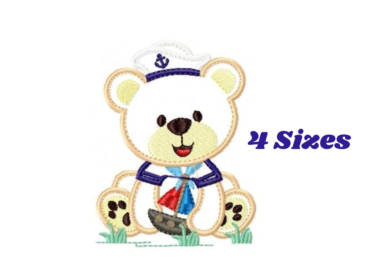 Bear embroidery designs - Teddy embroidery design machine embroidery pattern - Sailor bear embroidery - Bear applique design boy embroidery