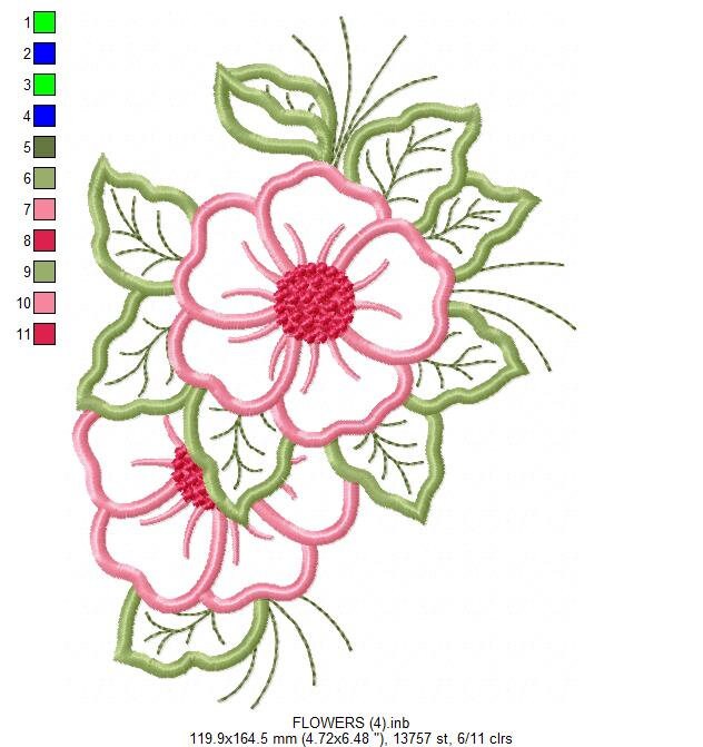 Flowers embroidery designs - Flower embroidery design machine embroidery pattern - floral applique flower applique - flower embroidery file