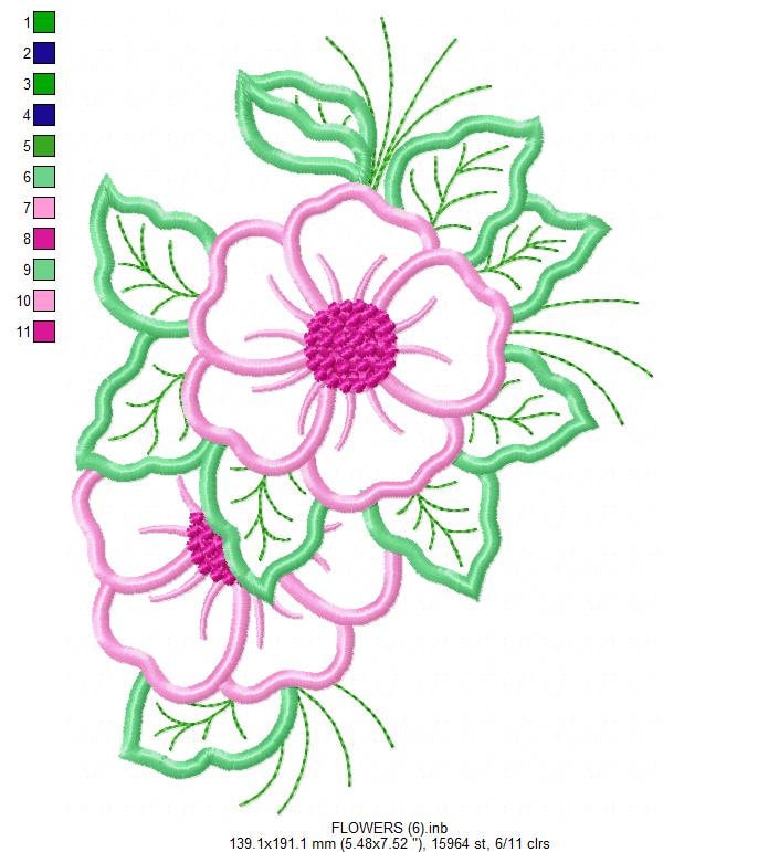 Flowers embroidery designs - Flower embroidery design machine embroidery pattern - floral applique flower applique - flower embroidery file
