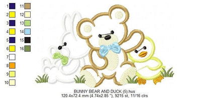 Animals embroidery designs - Bear embroidery design machine embroidery pattern - rabbit embroidery file - duck embroidery applique design