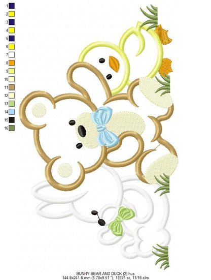 Animals embroidery designs - Bear embroidery design machine embroidery pattern - rabbit embroidery file - duck embroidery applique design