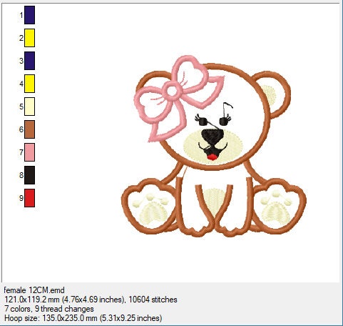 Teddy Bear embroidery designs - Baby Boy and Girl Bear machine embroidery pattern - Bear applique file- Instant digital download pes jef dst