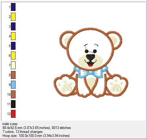 Teddy Bear embroidery designs - Baby Boy and Girl Bear machine embroidery pattern - Bear applique file- Instant digital download pes jef dst