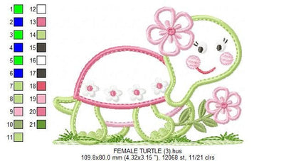 Turtle embroidery design - Lake Animal embroidery designs machine embroidery pattern - Female turtle applique design - instant download pes Marcia Embroidery