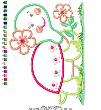 Turtle embroidery design - Lake Animal embroidery designs machine embroidery pattern - Female turtle applique design - instant download pes Marcia Embroidery