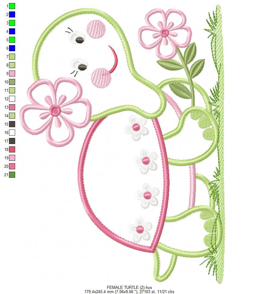 Turtle embroidery design - Lake Animal embroidery designs machine embroidery pattern - Female turtle applique design - instant download pes Marcia Embroidery