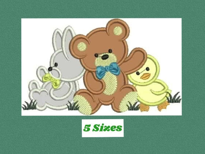 Animals embroidery designs - Bear embroidery design machine embroidery pattern - rabbit embroidery file - duck embroidery applique design