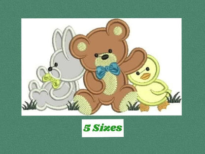 Animals embroidery designs - Bear embroidery design machine embroidery pattern - rabbit embroidery file - duck embroidery applique design