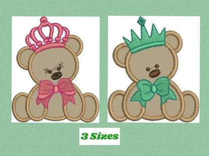 Bear embroidery designs - Teddy embroidery design machine embroidery pattern - King embroidery file Queen embroidery - Bear applique design