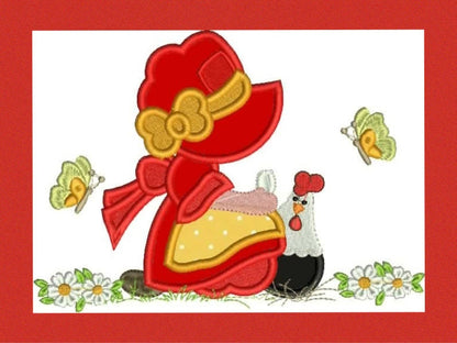 Sunbonnet embroidery designs - Girl embroidery design machine embroidery pattern - instant download Girl applique design Kitchen embroidery
