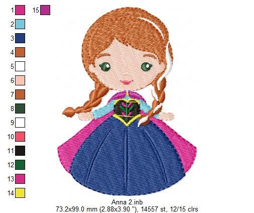Princess Anna embroidery designs - Disney embroidery design machine embroidery pattern - Frozen embroidery file - Princess applique design Marcia Embroidery