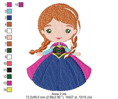 Princess Anna embroidery designs - Disney embroidery design machine embroidery pattern - Frozen embroidery file - Princess applique design Marcia Embroidery