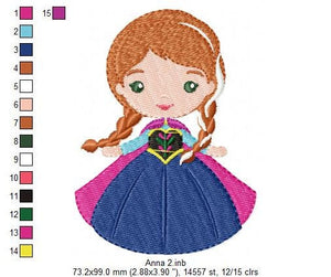 Princess Anna embroidery designs - Disney embroidery design machine embroidery pattern - Frozen embroidery file - Princess applique design