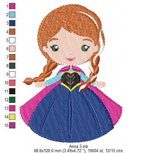 Princess Anna embroidery designs - Disney embroidery design machine embroidery pattern - Frozen embroidery file - Princess applique design Marcia Embroidery