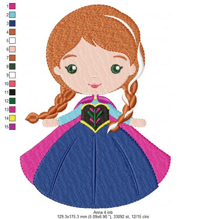 Princess Anna embroidery designs - Disney embroidery design machine embroidery pattern - Frozen embroidery file - Princess applique design Marcia Embroidery