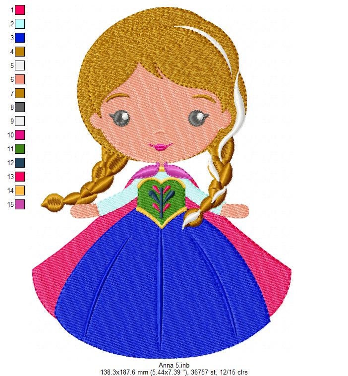 Princess Anna embroidery designs - Disney embroidery design machine embroidery pattern - Frozen embroidery file - Princess applique design Marcia Embroidery