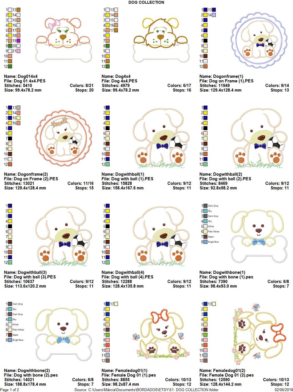 Dogs embroidery designs - Puppy Dog machine embroidery pattern - Baby girl and boy file - Pet dog applique - Instant digital download pes