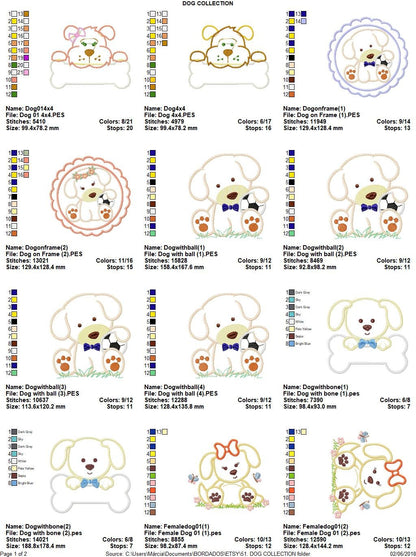 Dogs embroidery designs - Puppy Dog machine embroidery pattern - Baby girl and boy file - Pet dog applique - Instant digital download pes