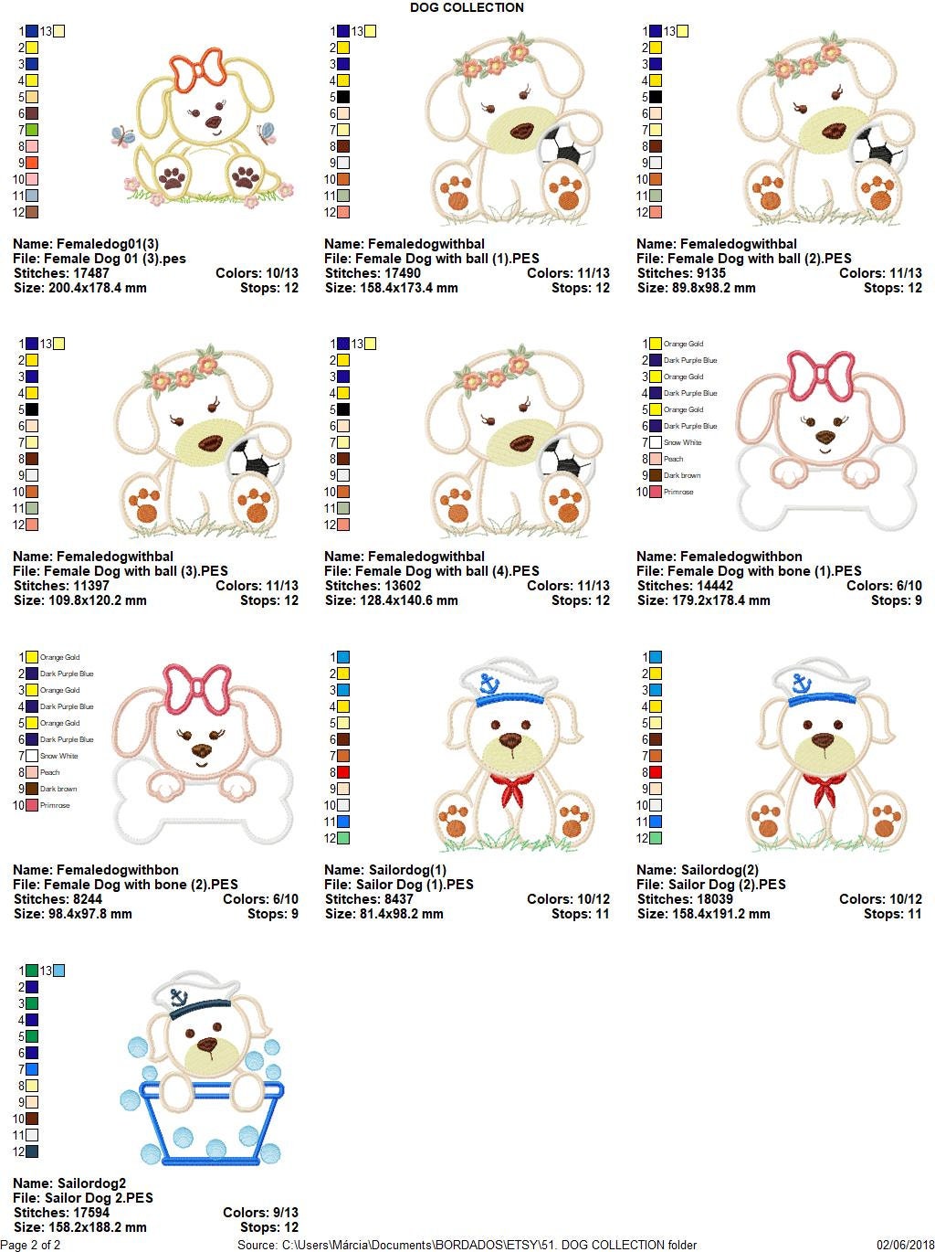 Dogs embroidery designs - Puppy Dog machine embroidery pattern - Baby girl and boy file - Pet dog applique - Instant digital download pes