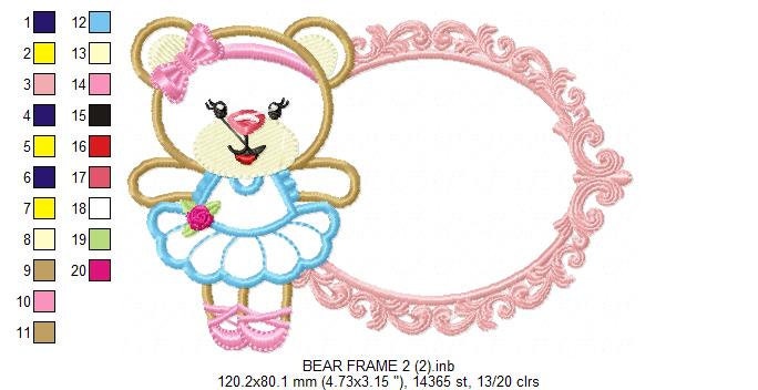 Bear embroidery designs - Ballerina embroidery design machine embroidery pattern - Baby girl embroidery file - Ballerina applique design pes
