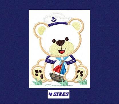 Bear embroidery designs - Teddy embroidery design machine embroidery pattern - Sailor bear embroidery - Bear applique design boy embroidery
