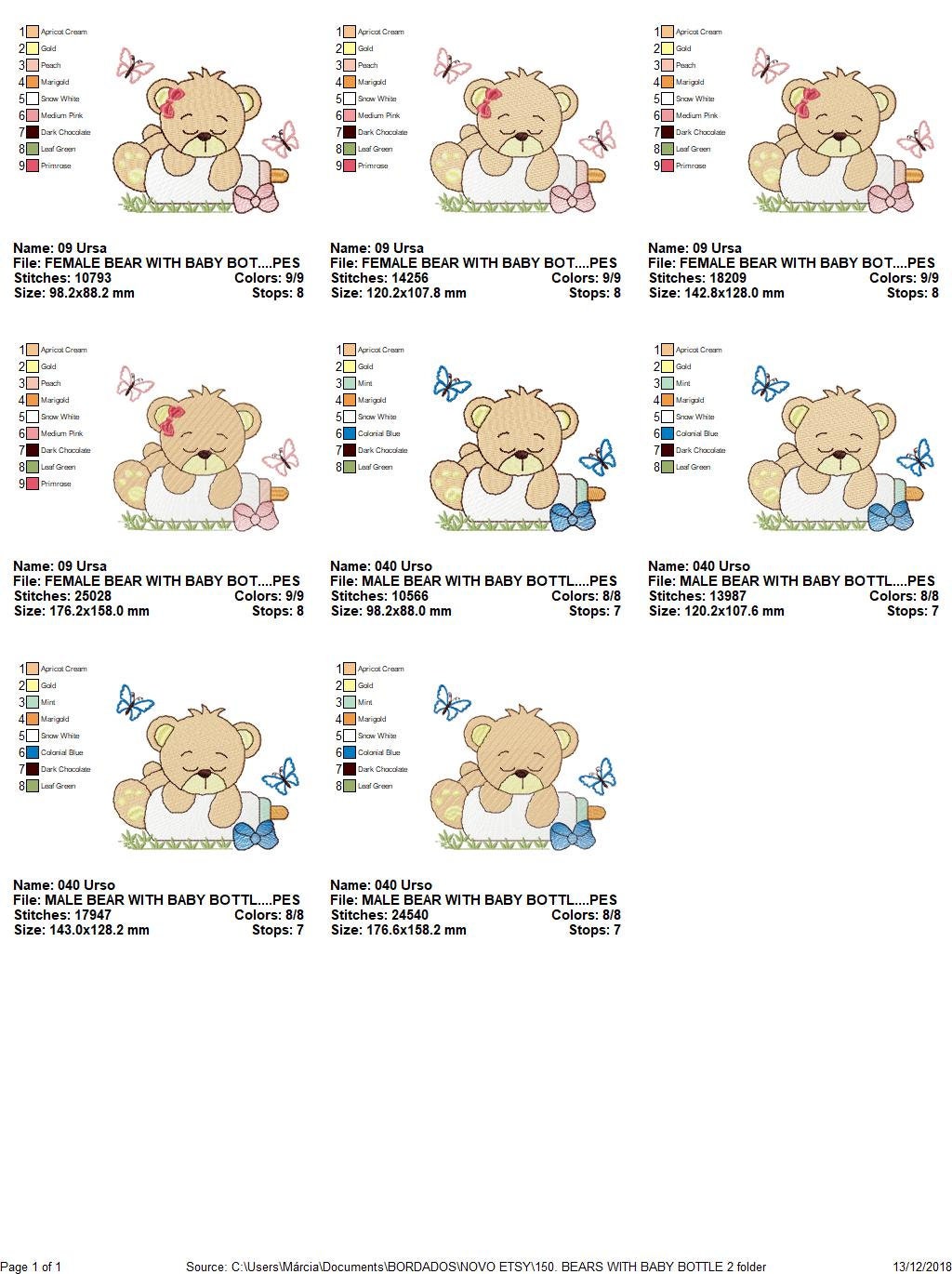 Baby Bear with bottle embroidery designs - Sleeping Teddy embroidery design machine embroidery pattern - Boy and girl - Instant download pes