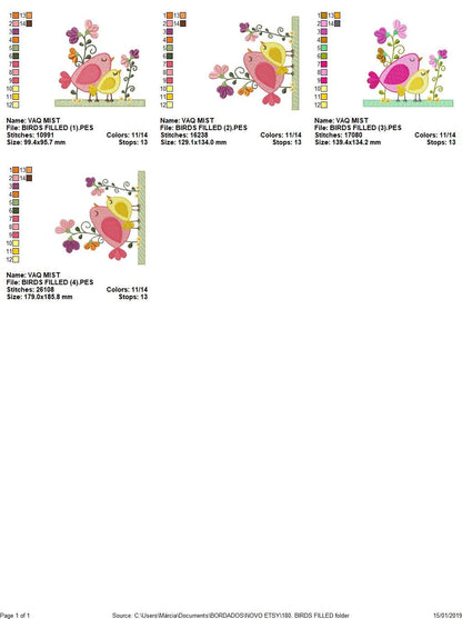 Bird embroidery designs - Flowers embroidery design machine embroidery pattern - Garden Kitchen Towel embroidery file - instant download jef