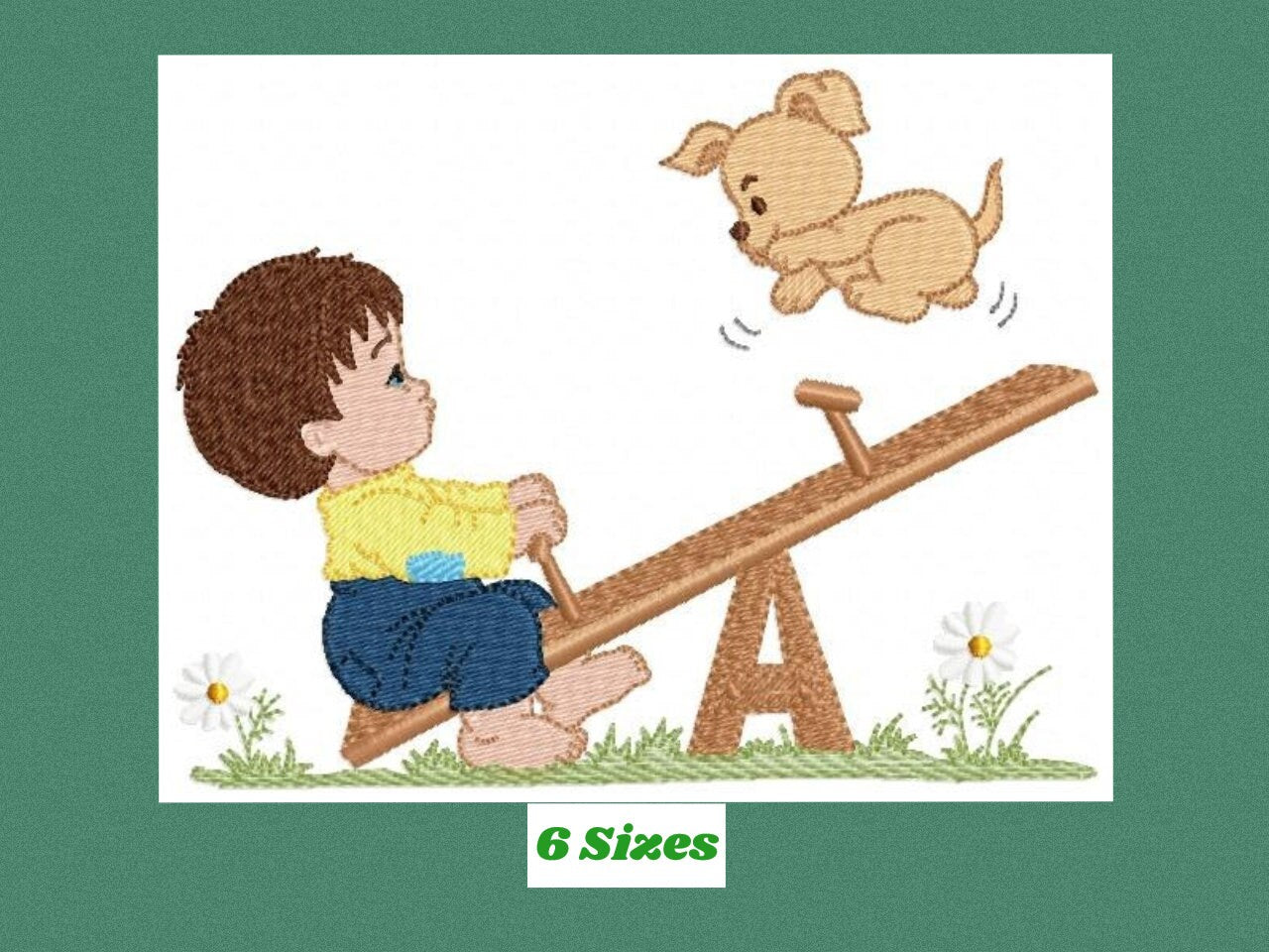 Boy embroidery designs - Dog embroidery design machine embroidery pattern - boy on swing embroidery file - kid embroidery filled design pes