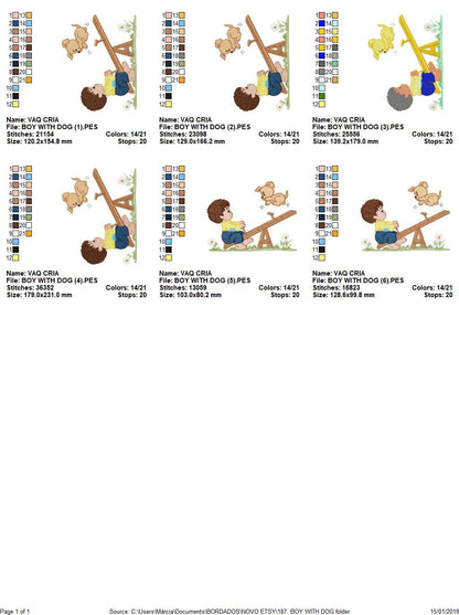 Boy embroidery designs - Dog embroidery design machine embroidery pattern - boy on swing embroidery file - kid embroidery filled design pes