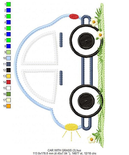 Car applique embroidery designs - Vehicle embroidery design machine embroidery pattern - Automobile embroidery file - instant download pes