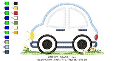 Car applique embroidery designs - Vehicle embroidery design machine embroidery pattern - Automobile embroidery file - instant download pes