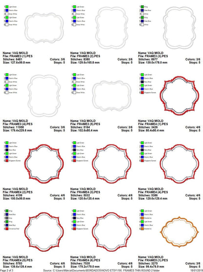 Frame embroidery designs set - Frame Applique Design Machine embroidery pattern - Monogram frame shape tag embroidery file instant download