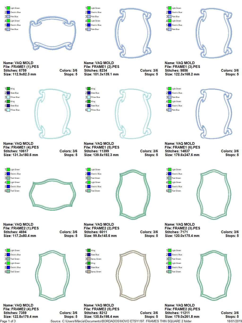 Frame embroidery designs set - Frame Applique Design machine embroidery pattern - Monogram embroidery file - shape tag instant download