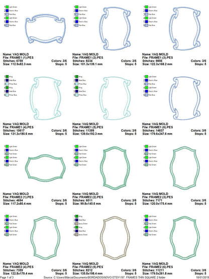 Frame embroidery designs set - Frame Applique Design machine embroidery pattern - Monogram embroidery file - shape tag instant download