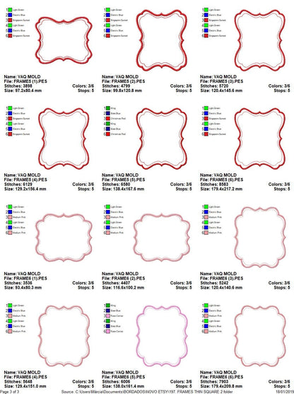 Frame embroidery designs set - Frame Applique Design machine embroidery pattern - Monogram embroidery file - shape tag instant download