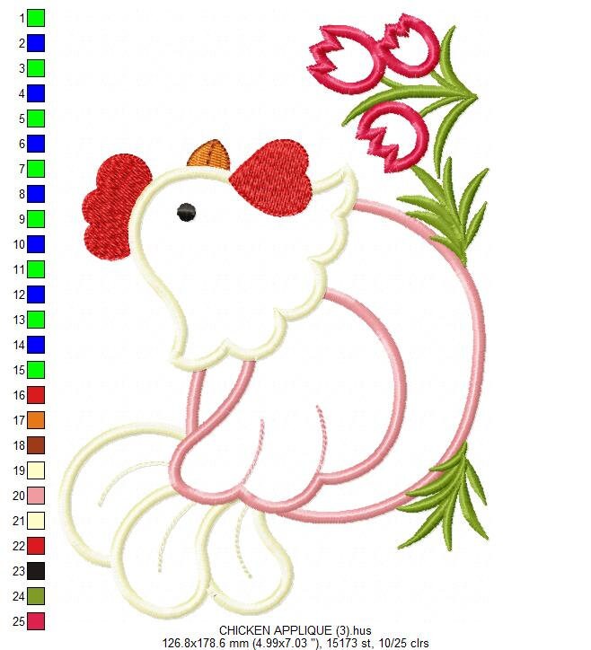 Chicken embroidery designs - Rooster embroidery design machine embroidery pattern - instant download - Kitchen towel embroidery file digital
