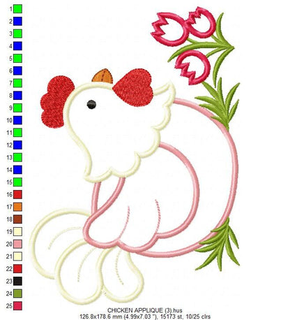 Chicken embroidery designs - Rooster embroidery design machine embroidery pattern - instant download - Kitchen towel embroidery file digital