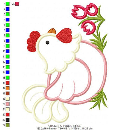 Chicken embroidery designs - Rooster embroidery design machine embroidery pattern - instant download - Kitchen towel embroidery file digital