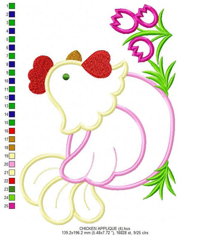 Chicken embroidery designs - Rooster embroidery design machine embroidery pattern - instant download - Kitchen towel embroidery file digital