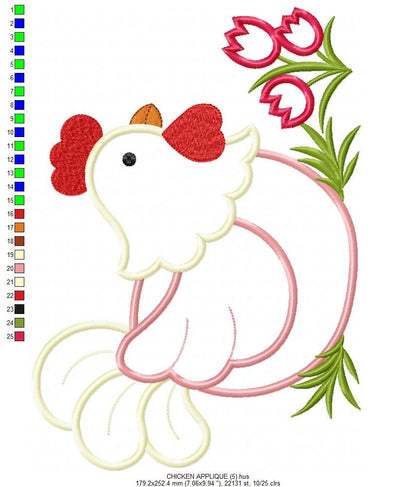 Chicken embroidery designs - Rooster embroidery design machine embroidery pattern - instant download - Kitchen towel embroidery file digital