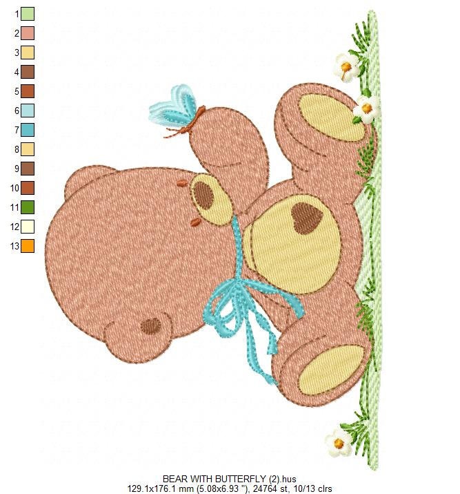 Bear embroidery designs - Baby boy embroidery design machine embroidery pattern - cute teddy bear embroidery file - instant download pes jef