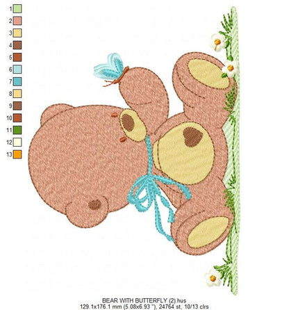 Bear embroidery designs - Baby boy embroidery design machine embroidery pattern - cute teddy bear embroidery file - instant download pes jef