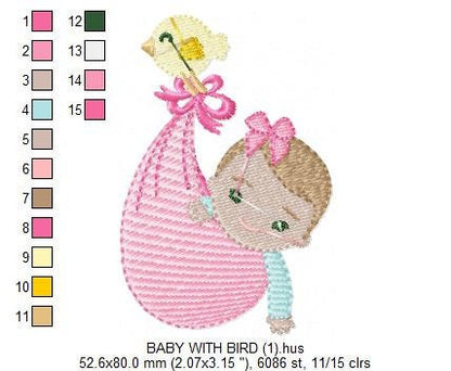 Sleeping baby embroidery design - Baby girl embroidery design machine embroidery pattern - Newborn embroidery file nursery instant download