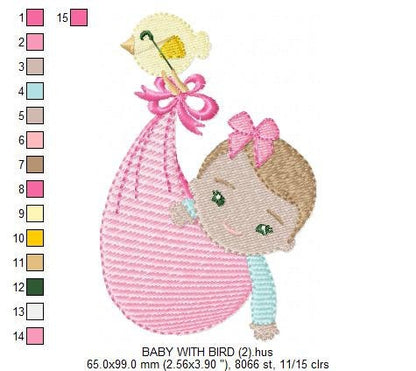 Sleeping baby embroidery design - Baby girl embroidery design machine embroidery pattern - Newborn embroidery file nursery instant download