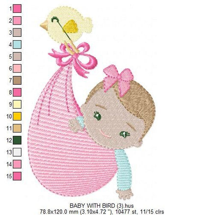 Sleeping baby embroidery design - Baby girl embroidery design machine embroidery pattern - Newborn embroidery file nursery instant download