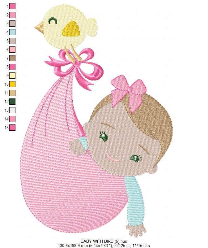 Sleeping baby embroidery design - Baby girl embroidery design machine embroidery pattern - Newborn embroidery file nursery instant download