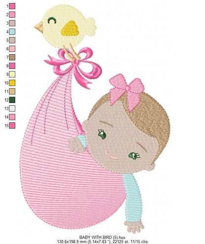 Sleeping baby embroidery design - Baby girl embroidery design machine embroidery pattern - Newborn embroidery file nursery instant download