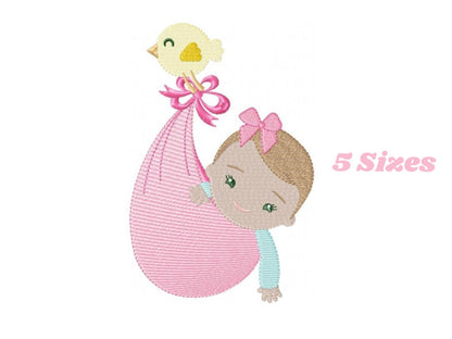 Sleeping baby embroidery design - Baby girl embroidery design machine embroidery pattern - Newborn embroidery file nursery instant download